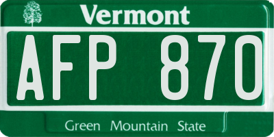 VT license plate AFP870