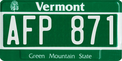 VT license plate AFP871