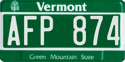 VT license plate AFP874