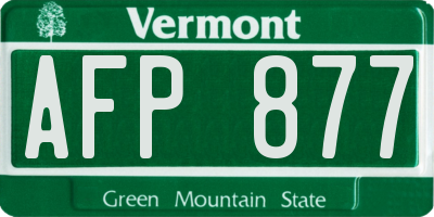 VT license plate AFP877
