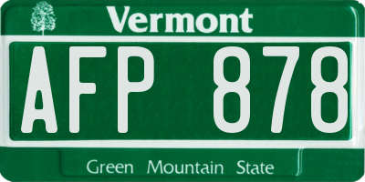 VT license plate AFP878