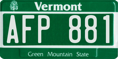 VT license plate AFP881