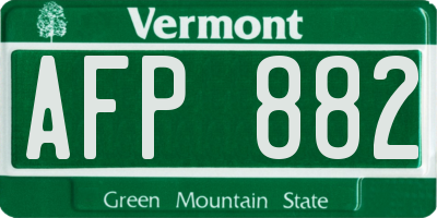 VT license plate AFP882