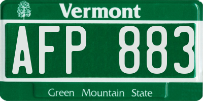 VT license plate AFP883