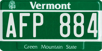 VT license plate AFP884