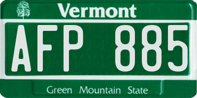 VT license plate AFP885