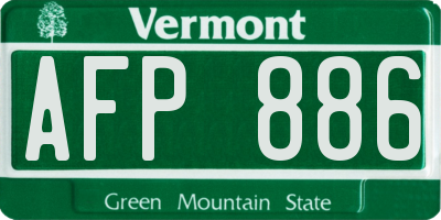 VT license plate AFP886