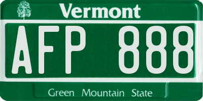 VT license plate AFP888
