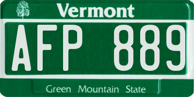 VT license plate AFP889