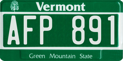 VT license plate AFP891