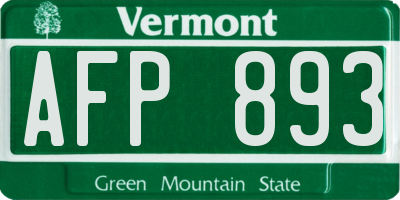 VT license plate AFP893
