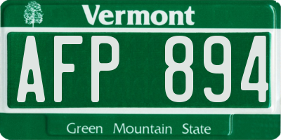 VT license plate AFP894