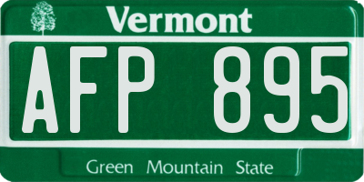 VT license plate AFP895