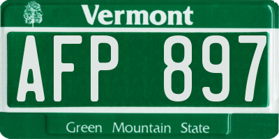 VT license plate AFP897