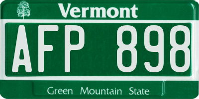 VT license plate AFP898