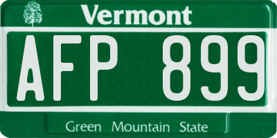 VT license plate AFP899
