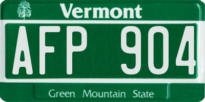 VT license plate AFP904