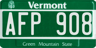 VT license plate AFP908