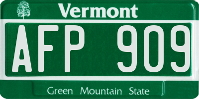 VT license plate AFP909