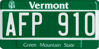VT license plate AFP910