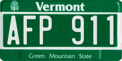 VT license plate AFP911