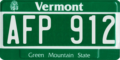 VT license plate AFP912