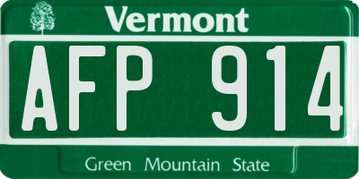 VT license plate AFP914
