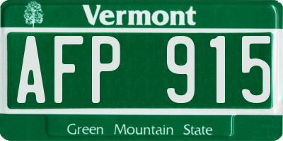 VT license plate AFP915
