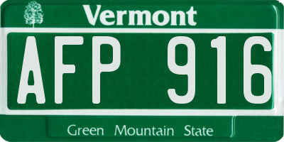 VT license plate AFP916