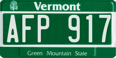 VT license plate AFP917