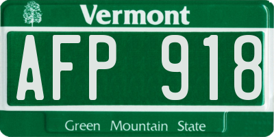 VT license plate AFP918