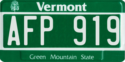 VT license plate AFP919