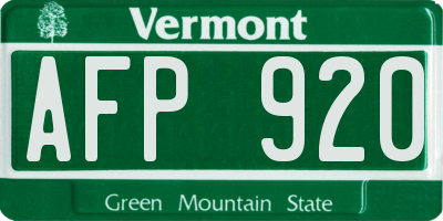VT license plate AFP920