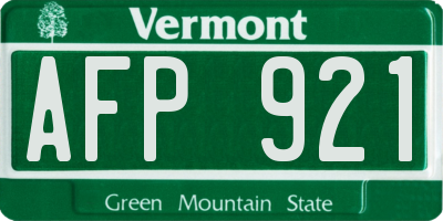 VT license plate AFP921