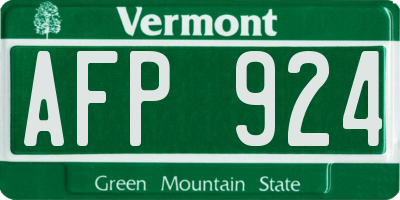 VT license plate AFP924