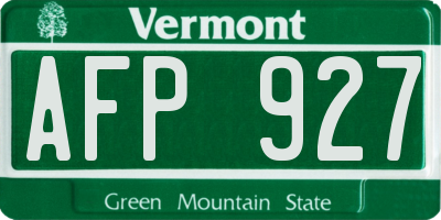 VT license plate AFP927