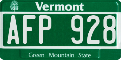 VT license plate AFP928
