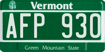 VT license plate AFP930