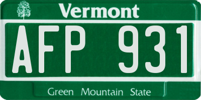 VT license plate AFP931