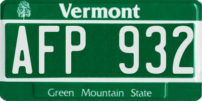 VT license plate AFP932