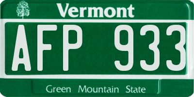VT license plate AFP933