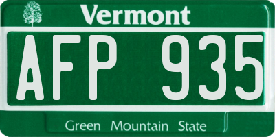 VT license plate AFP935