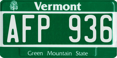 VT license plate AFP936