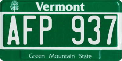 VT license plate AFP937