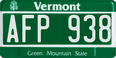 VT license plate AFP938