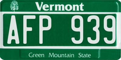 VT license plate AFP939