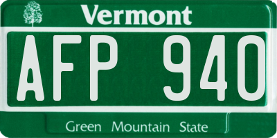 VT license plate AFP940