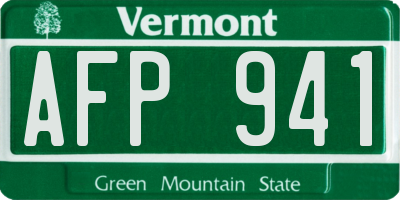 VT license plate AFP941