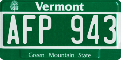 VT license plate AFP943