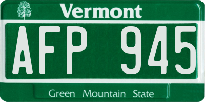 VT license plate AFP945